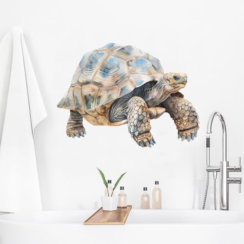 Lifelike Tortoise Wildlife Wall Decal Nursery Animal Turtle Wall Sticker Removable Peel and Stick Wall Art Decor for Kid Baby Classroom Preschool Living Room Playroom Bedroom School
