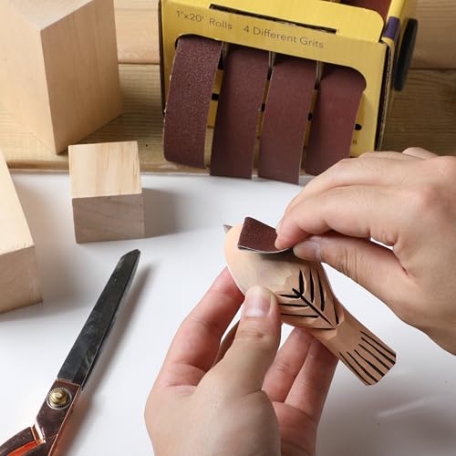 Bates- Emery Cloth Roll, 1" x 20 FT, 4 Grits, 150/240/320/400 Grit, Abrasive Sandpaper Roll of Sandpaper Set with Dispenser, Emery Cloth for Metal, Wood, Polishing