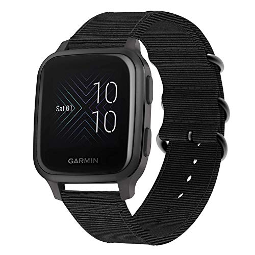 Soft Nylon Replacement Watch Band for Garmin Venu SQ Music - Black