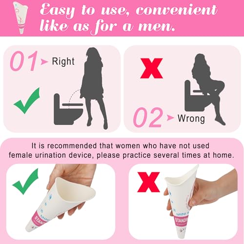 20 Pack Disposable Female Urinal Funnels for Travel - Stand Pee Cup
