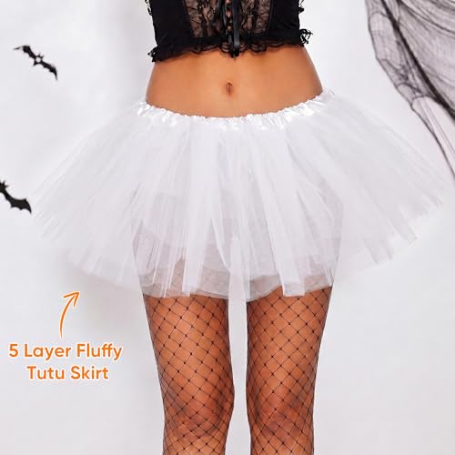 Adult Tulle Skirt - 5 Layered White Tutu Costume for Women