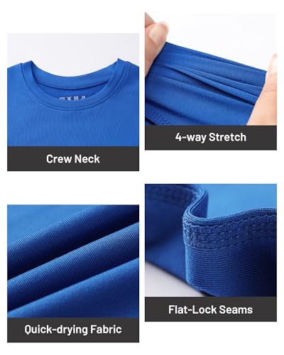 Youth Compression Shirt - Boys Long Sleeve Base Layer Top - Royal Blue / Small