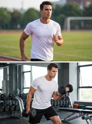 Men's Short Sleeve Quick Dry Athletic T-Shirt - Small White