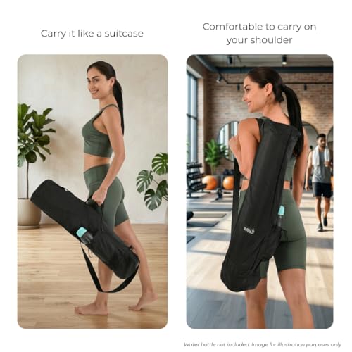 Yoga Mat Bag – Waterproof Crossbody Carrier with Multi Pocket - Black 29.5 Inch