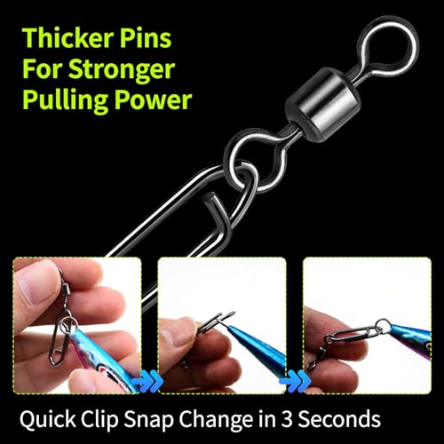 Fishing Speed Clips - 50-Pack Quick-Change Swivels, 4#
