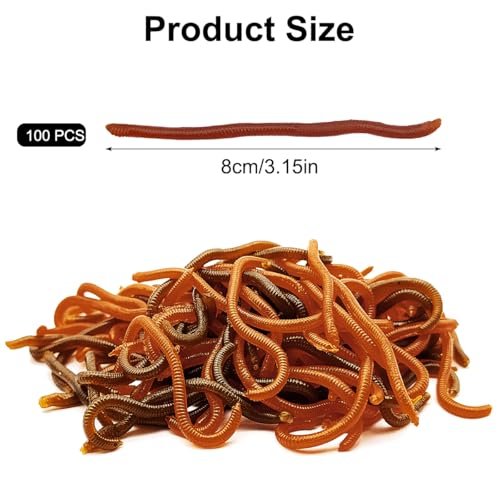 3.3-Inch Soft Worm Fishing Lure Baits - 100 Pcs Brown