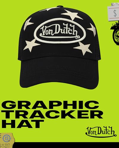 Von Dutch Unisex Americana Star Trucker Hat - Mesh Back, Snap-Back, One Size, Black Star