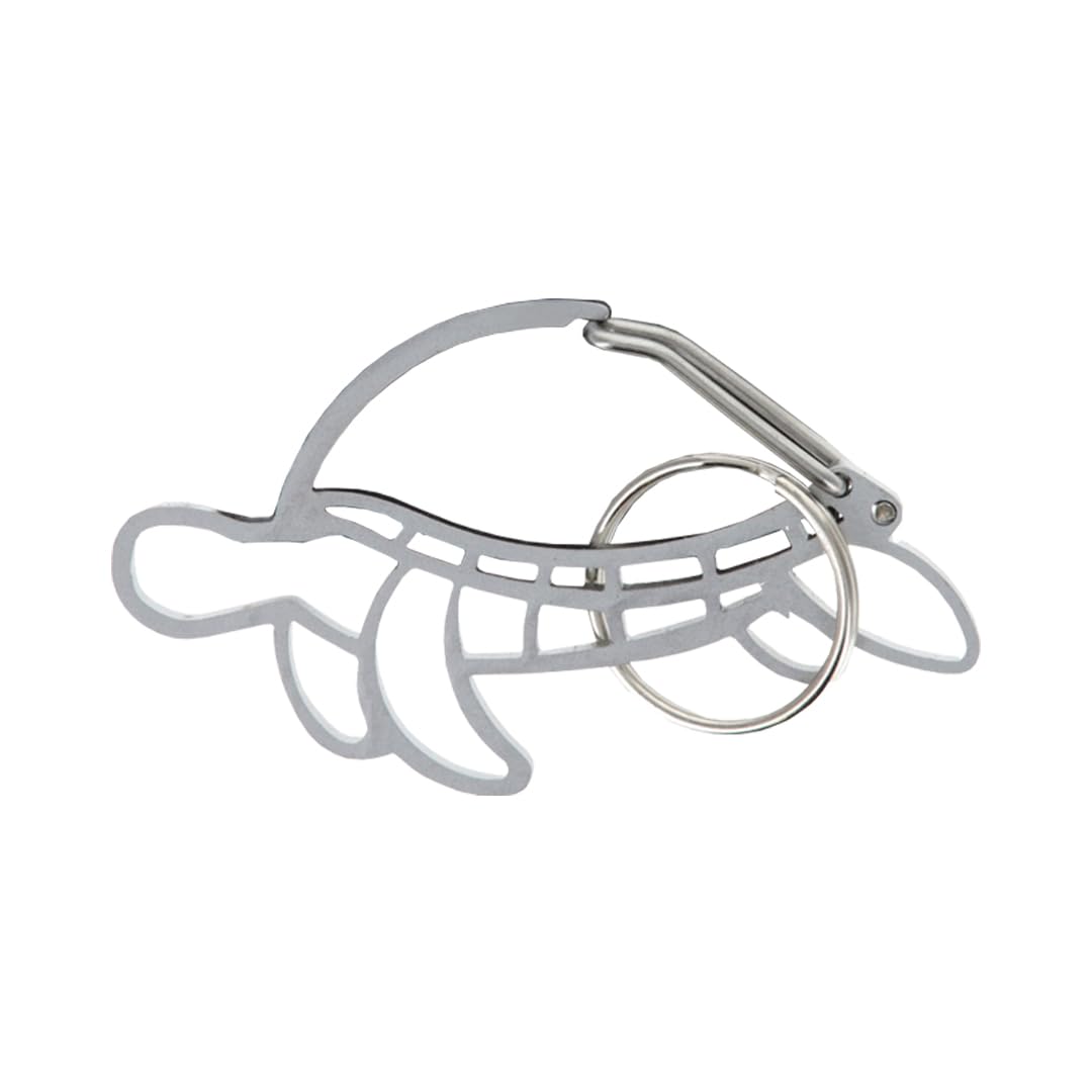 SE 2.5 Inch x 1.5 Inch Sea Turtle Shaped Heavy Stainless Steel Carabiner with Key Ring – Durable & Decorative Clip for Keys, Bags & Accessories – CK-SC70TS
