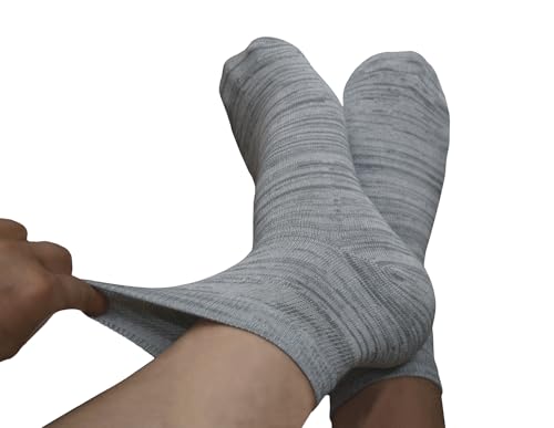 Yomandamor Mens Grey Wide Ankle Diabetic Socks 10-13, Seamless Toe, 5 Pairs