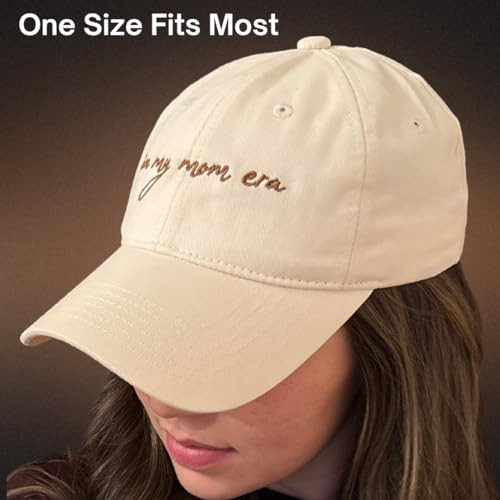 GIFTGET My Mom Era Beige Ponytail Baseball Cap - Casual Dad Hat for Women