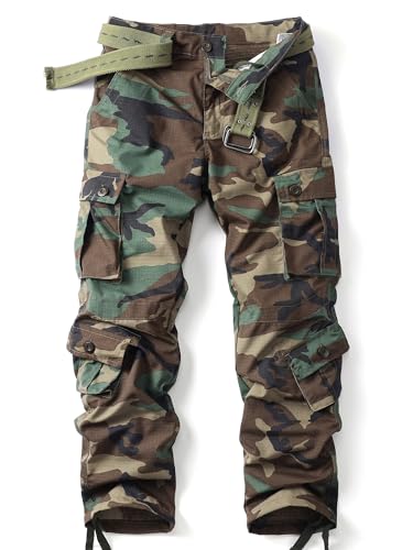 AKHIKING Men's Camo Cargo Work Pants BDU Ripstop Outdoor Trousers 07 / 34 Regular