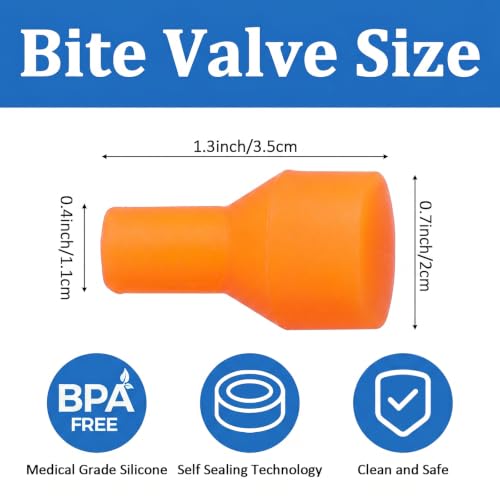 8-Piece Bite Valve Replacement Mouthpiece - Orange Hydration Bladder Accessory