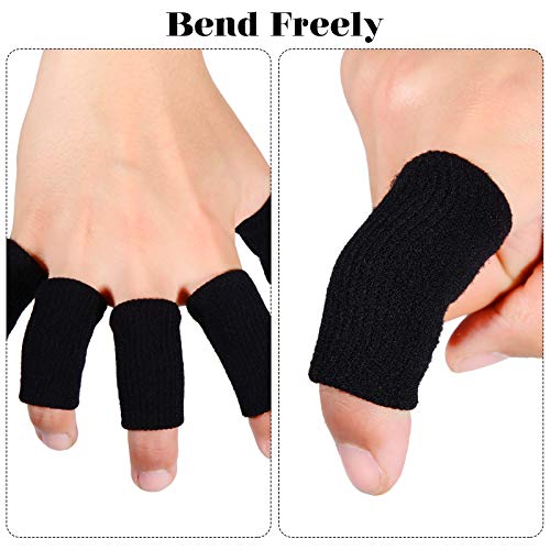 Breathable Elastic Finger Sleeves for Joint Compression - Black