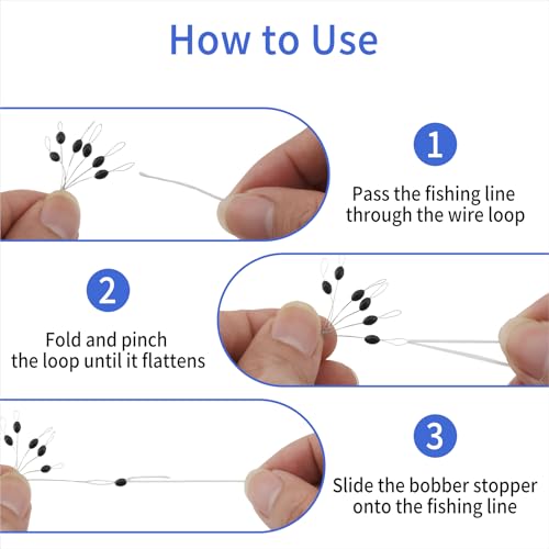 Fishing Bobber Beads Stoppers - 240 Pieces, Black S/M/L