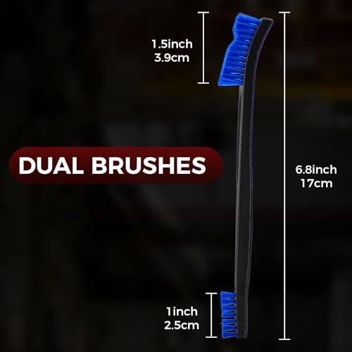 Double-Ended Gun Cleaning Brushes - 6 Stiff Blue Nylon