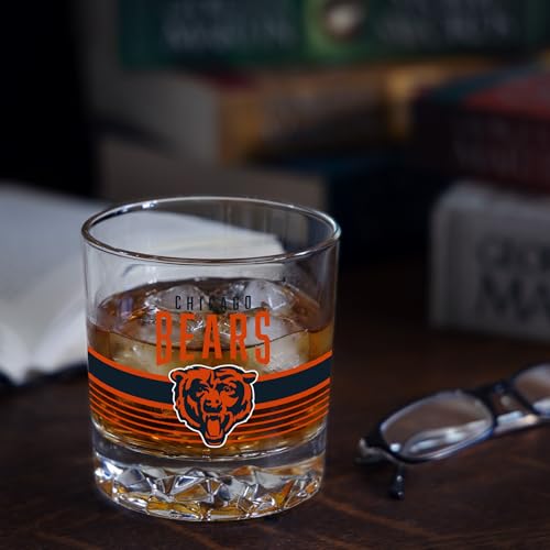 Chicago Bears NFL 11.5oz Rocks Glass - Heavy Base Whiskey Tumbler, Durable Home Bar Drinkware