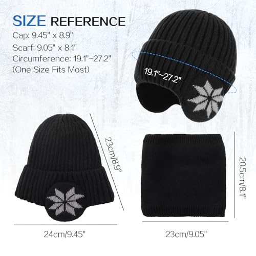 Men's Winter Beanie Hat and Scarf Set - Fleece Earflap Beanie