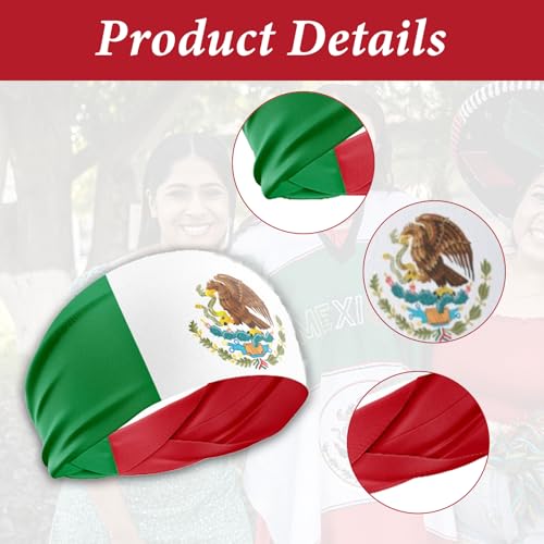 Mexican Flag Headband - 2 Pack Soft Polyester for Sports