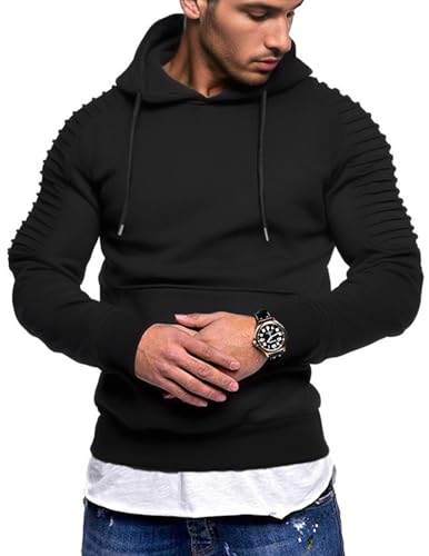 COOFANDY Men's Black X-Large Hoodie Casual Drawstring Sweatshirt