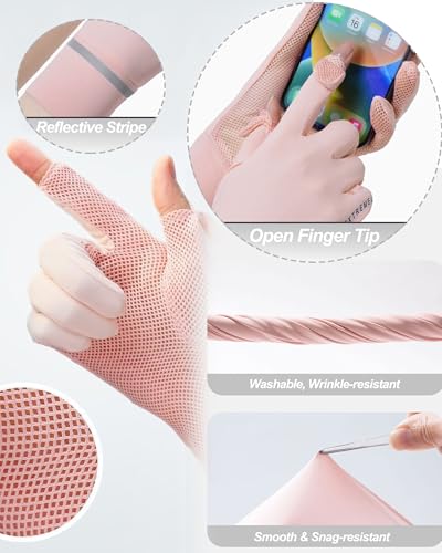 UPF 50+ Sun Gloves for Women - Pink, Medium Size