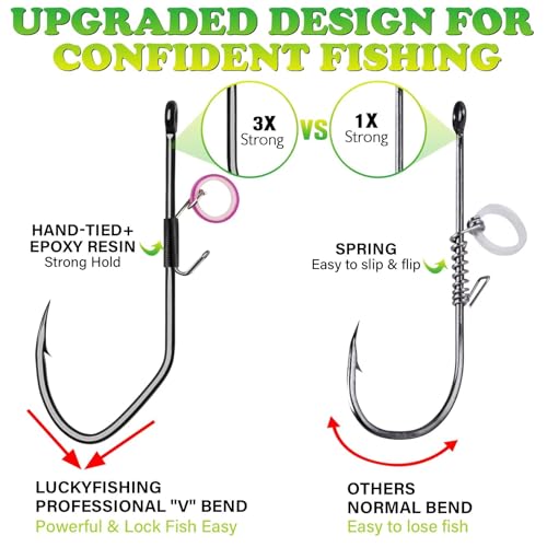 LUCKYFISHING 20pcs Live Shrimp Hooks Saltwater & Freshwater V-Shape Fishing Hooks 2/0