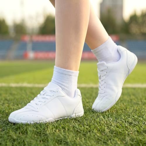 ZVC Girls White Cheer Shoes - Youth & Women Cheerleading Sneakers 8.5