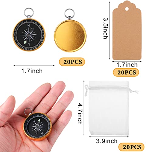 60 Pcs Mini Compasses Party Favors - Gold Nautical Souvenirs
