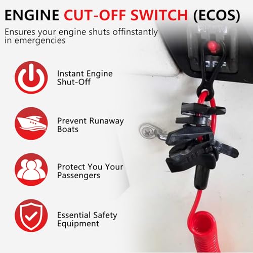 Universal Boat Safety Lanyard Kill Switch with 7 Keys