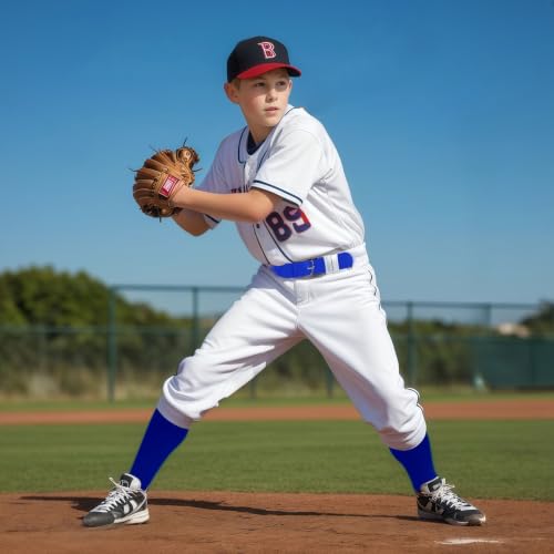 Youth Baseball & Softball Socks with Adjustable Belt - Royal Blue