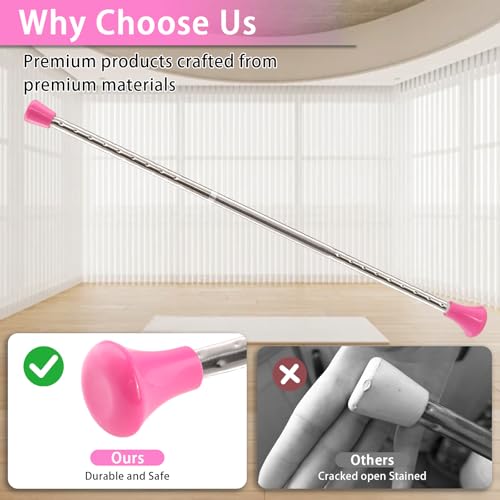 21.6" Twirling Baton - Stainless Steel with 2 Ribbons & 3 Hair Bands - Silver and Pink
