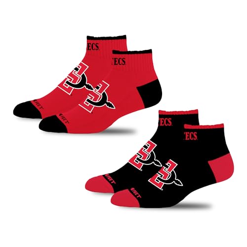 San Diego State Aztecs Unisex Kids Socks - 2 Pack Low Quarter Team Colors
