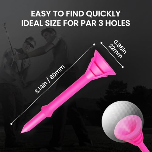 Unbreakable Pink Golf Tees - 3 1/4 Inch, 25 Pcs