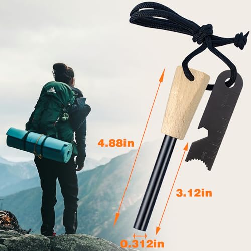 2-Pack Magnesium Fire Starters with Paracord & Multi-Tool