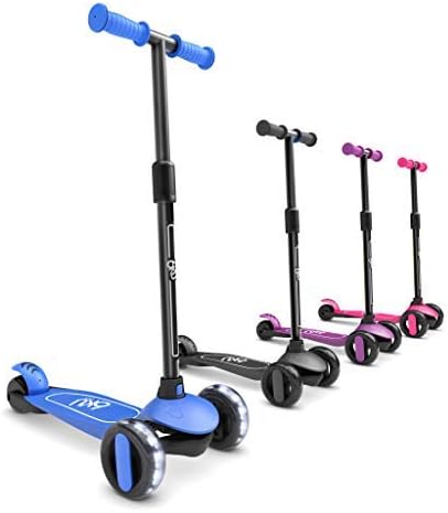 6KU Kids Scooter - Adjustable Height & Flashing LED Wheels | Extra-Wide 3-Wheel Design for Ages 3-10