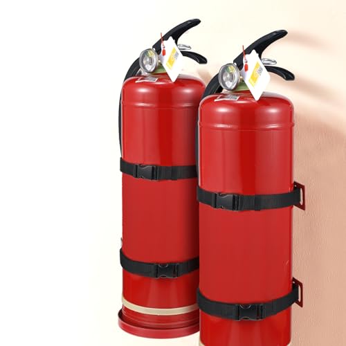 Suzile Fire Extinguisher Metal Bracket Holder Wall Mount Compatible with 5 Pound Fire Extinguishers(2 Pcs)