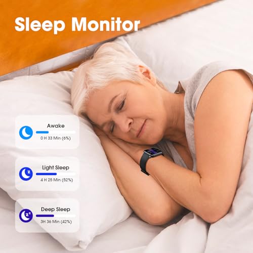 Senior-Friendly Pedometer Watch - Black, 1.4'' | Step Counter & Heart Rate Monitor