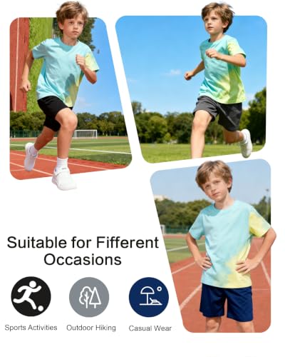KIKINOTE Toddler Boys Athletic Shorts 3-Pack - Basketball & Soccer Style Size 2-5T, Black Gray Blue