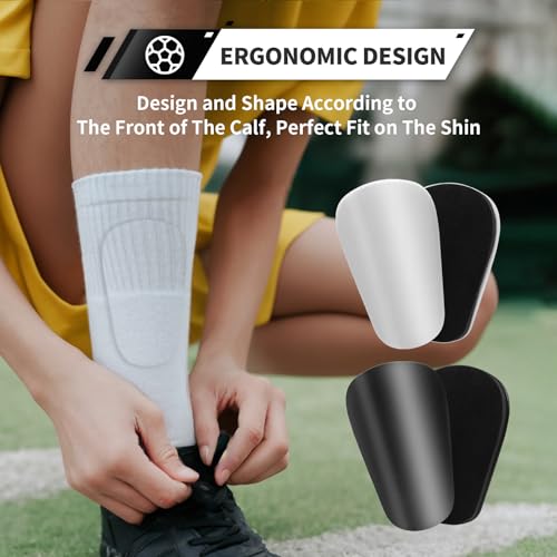 Mini Soccer Shin Guards - Lightweight Protection for Toddlers, Kids, Adults - Black & White