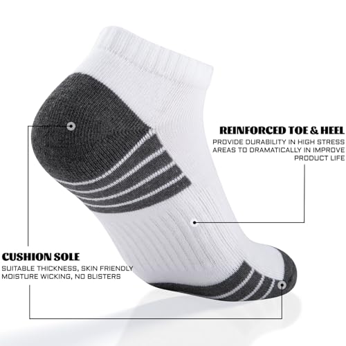 Heatuff Mens Cushioned Ankle Socks, Breathable Moisture Wicking Low