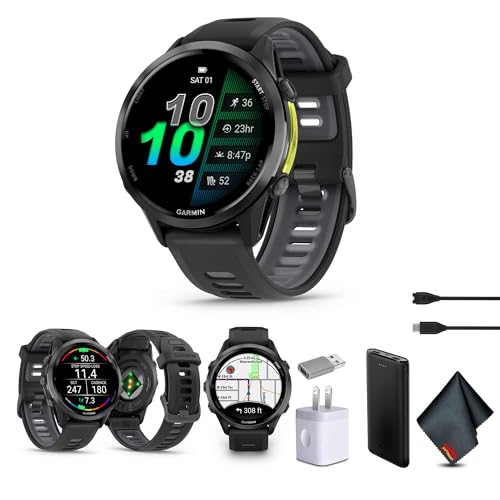 Garmin Forerunner 970 Running Smartwatch Bundle - Carbon Gray DLC Titanium