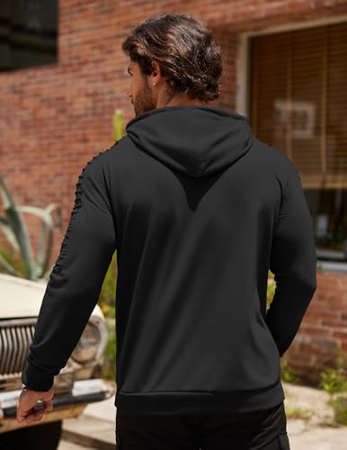 COOFANDY Men's Black X-Large Hoodie Casual Drawstring Sweatshirt