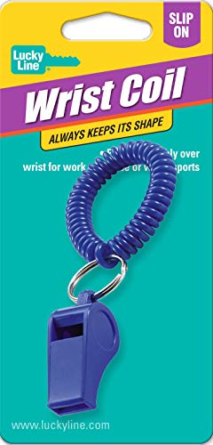 Wrist Coil with Whistle - Durable Plastic, Assorted Colors
