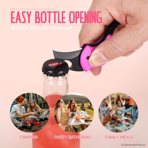 Small Pink Pocket Knife for Women - Keychain EDC Tool