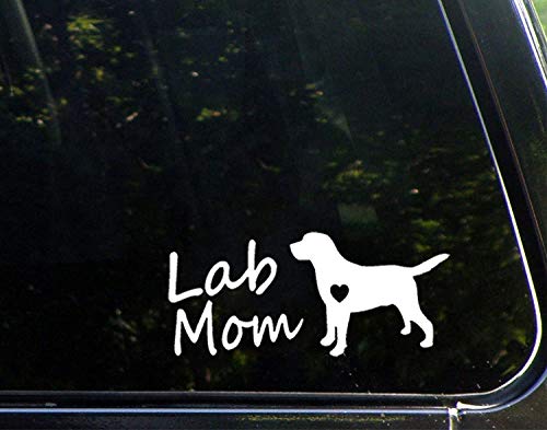 Labrador Mom Dog Vinyl Decal Sticker 6x3 Inch - White