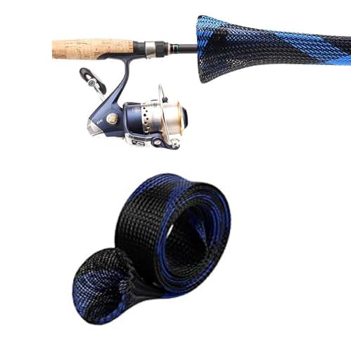 Yontree 12-Pack Fishing Rod Sleeve - 67'' Rod Socks, Mesh Cover for Spinning/Casting Rods, 1.4'' wide, 12 colors