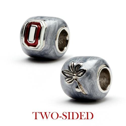 Ohio State University Charm Bead - Gray Block O Stainless Steel