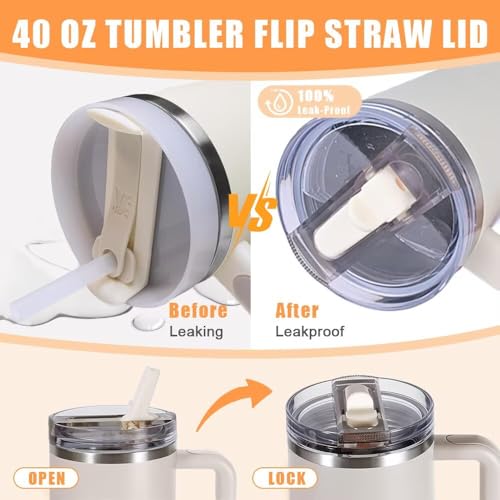 2 Pack 40 oz Tumbler Replacement Leak-Proof Flip Straw Lid