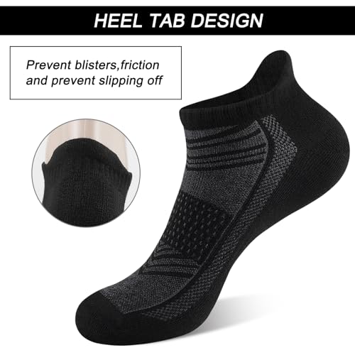 Shnn 14 Pairs Ankle Socks for Men & Women - Breathable Low Cut Casual Socks, Black, Size 6-12