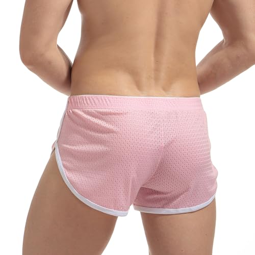 AIMPACT Pink Medium Mens Mesh Booty Shorts with Pouch Liner – Sleep & Lounge