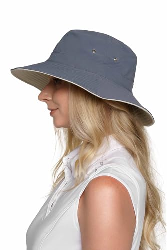 Coolibar Men's Nate Chlorine Resistant Bucket Hat Small-Medium Stone UPF 50+ Sun Protection